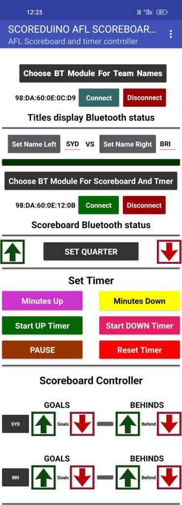 Hire a Digital Footy AFL Scoreboard for Your Tournament in Sydney– Powered by SCOREDUINO
