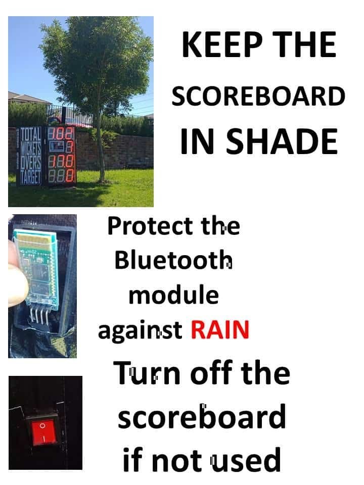 Precautions to be taken while operating Cricket Scoreboard